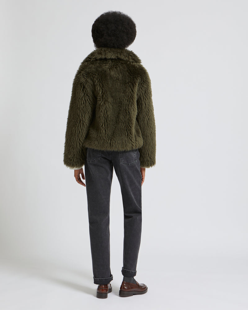 Natural long-haired woven wool jacket