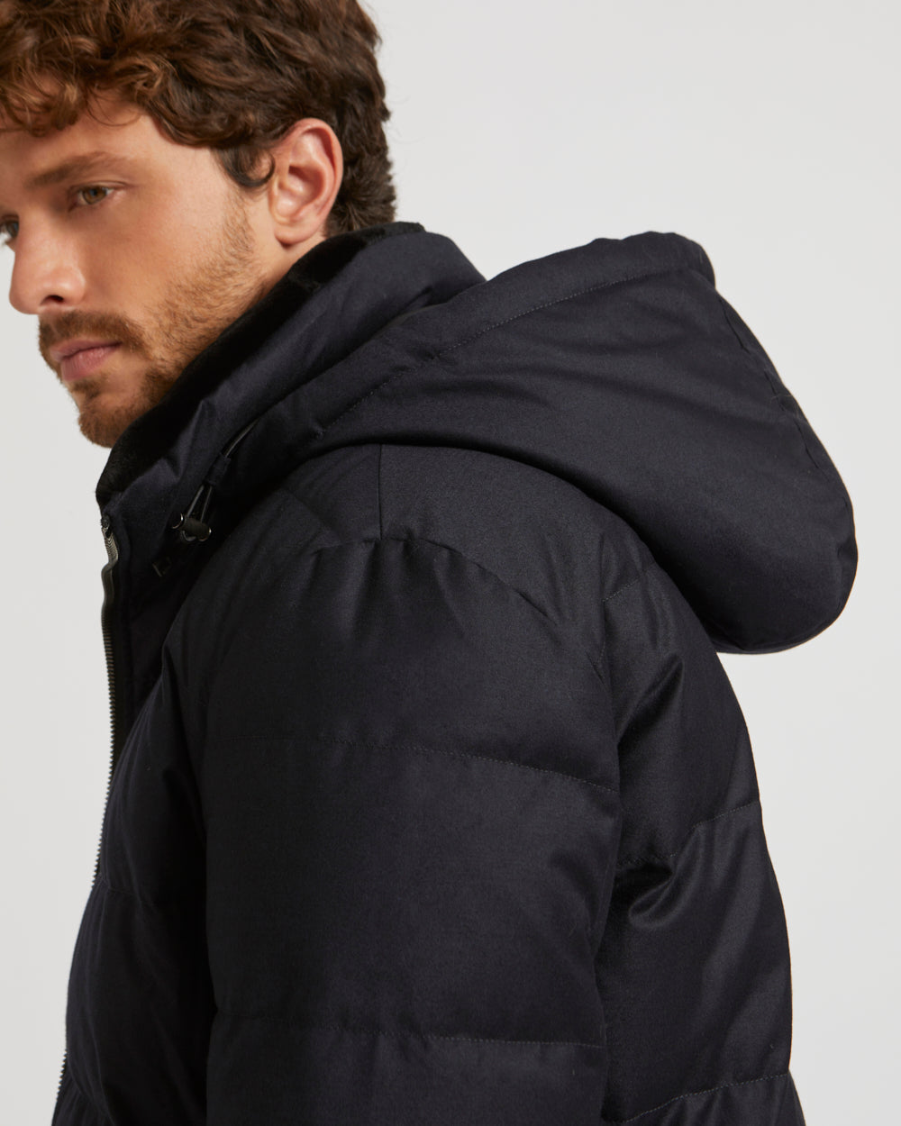 Loro Piana Fabric Short Down Jacket With Dehaired Mink Inside Collar ...