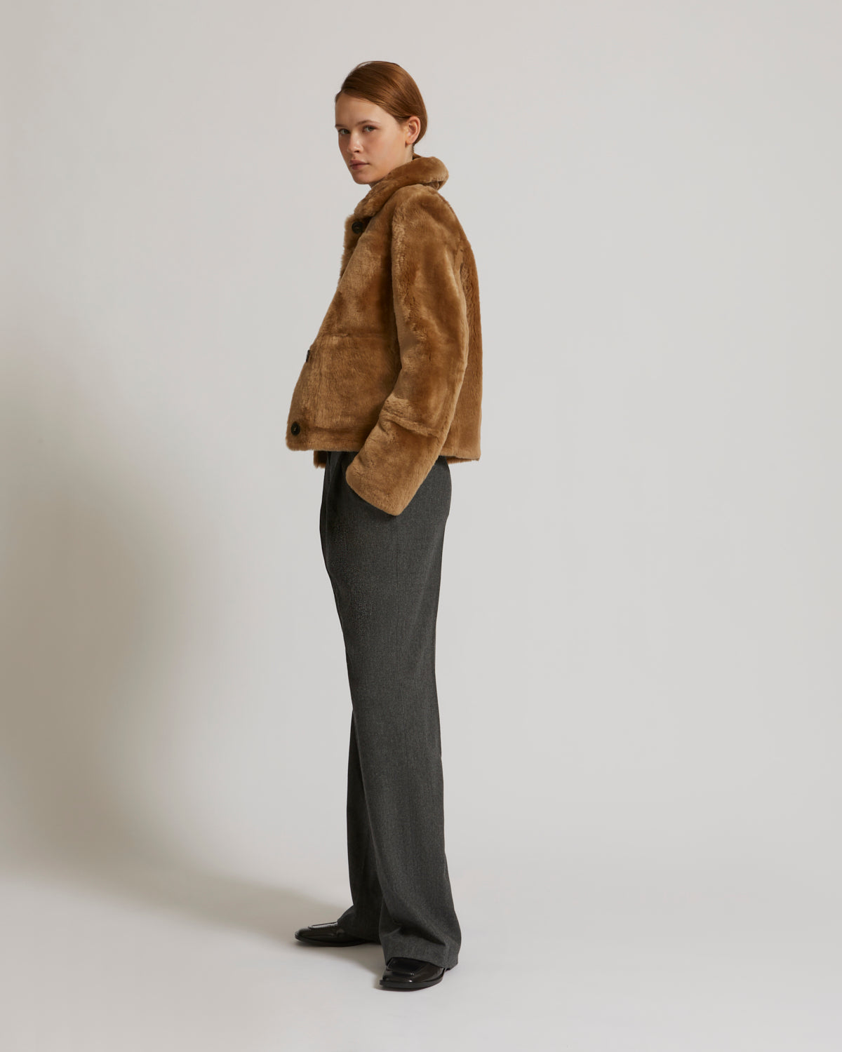 Short jacket in merino lambskin