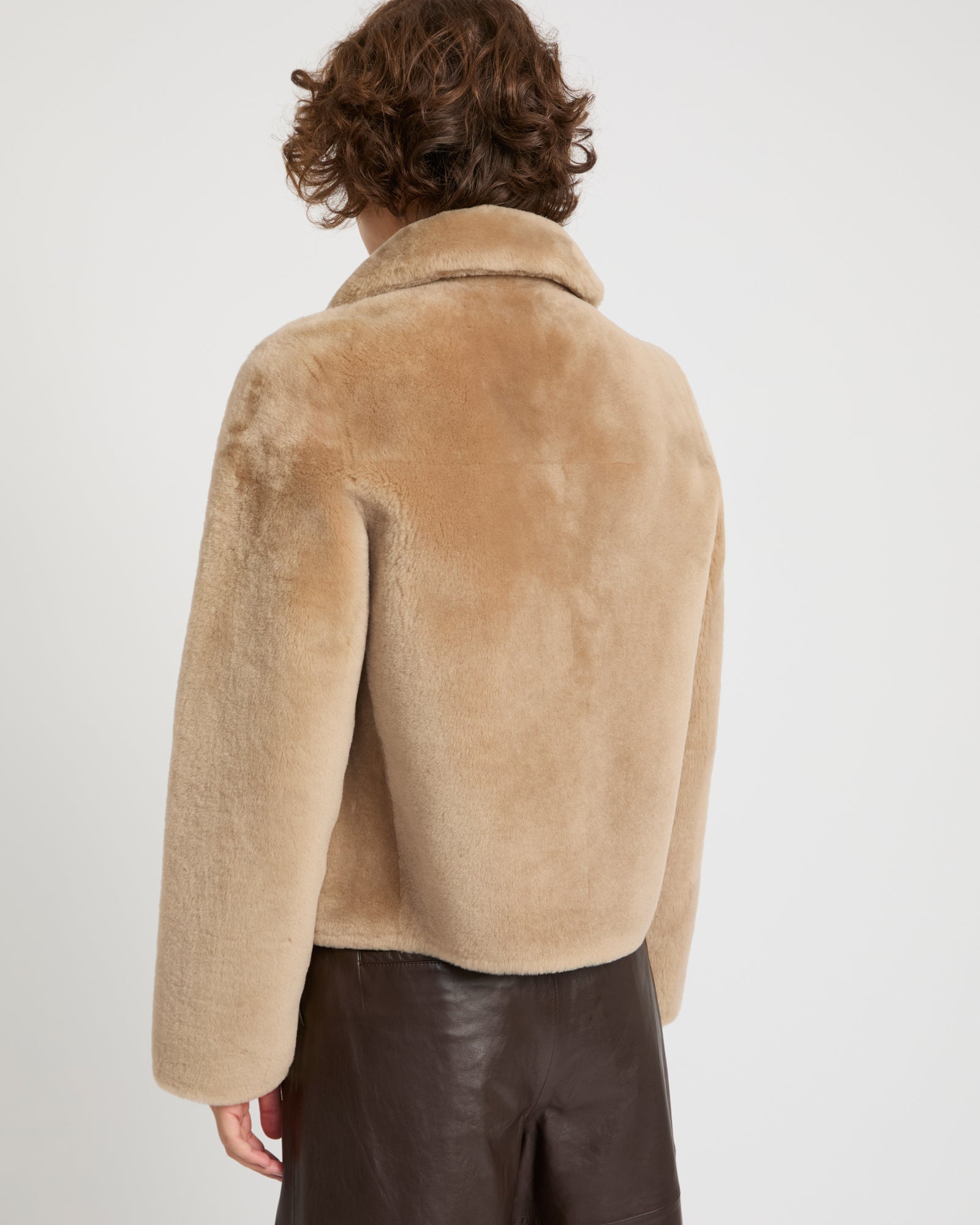 Short reversible jacket in merino lambskin -Yves Salomon