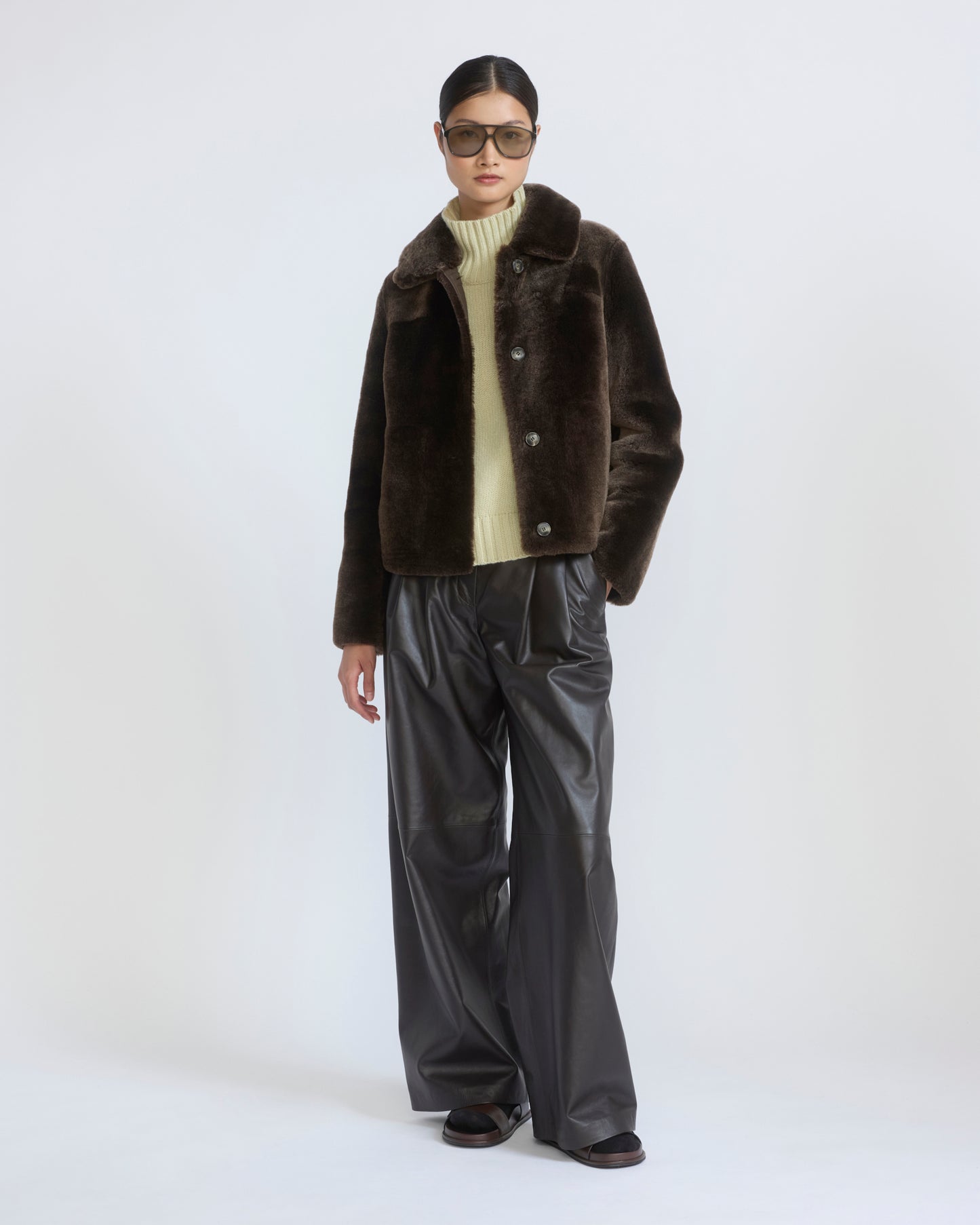 Short jacket in shearling merino lambskin - Yves Salomon - New Fall/Winter Collection