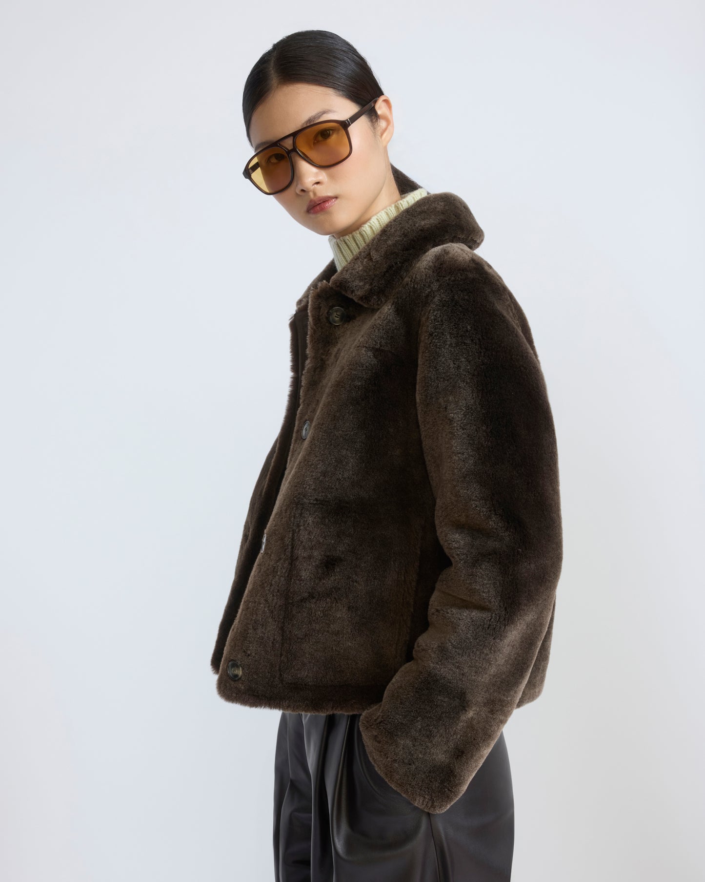 Short jacket in shearling merino lambskin - Yves Salomon - New Fall/Winter Collection
