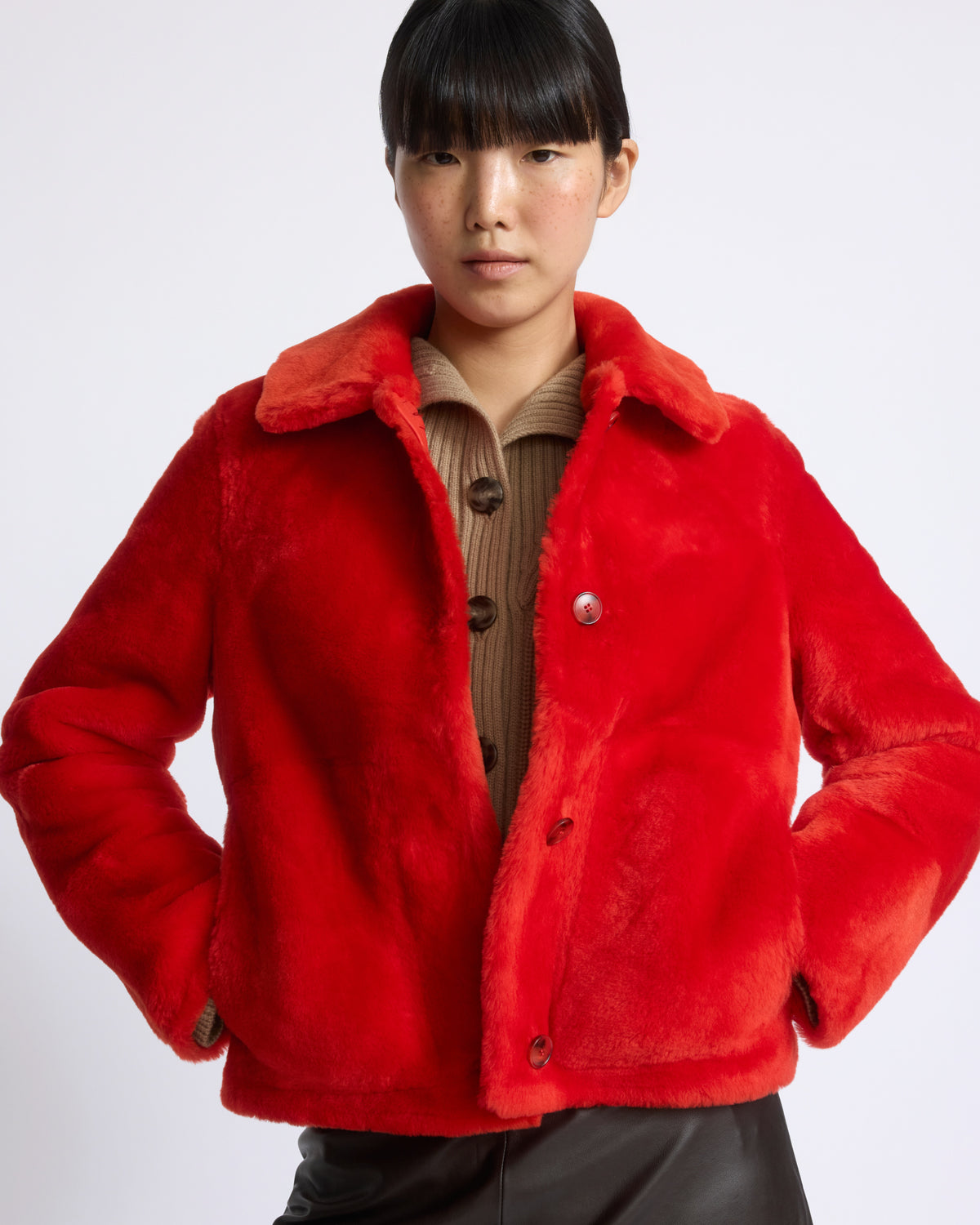Short jacket in shearling merino lambskin - Yves Salomon - New Fall/Winter Collection