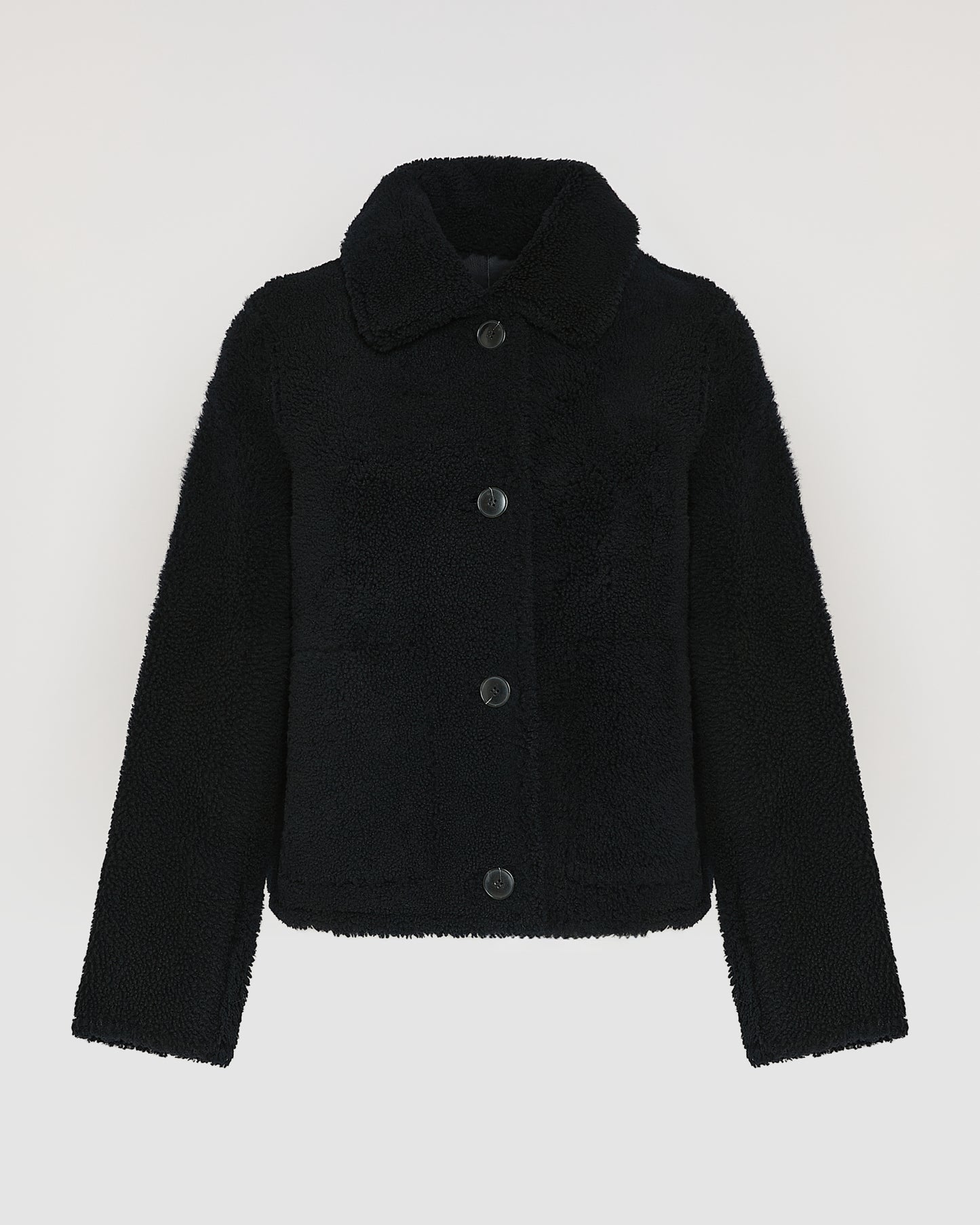 Short butonned jacket in Merino lambskin