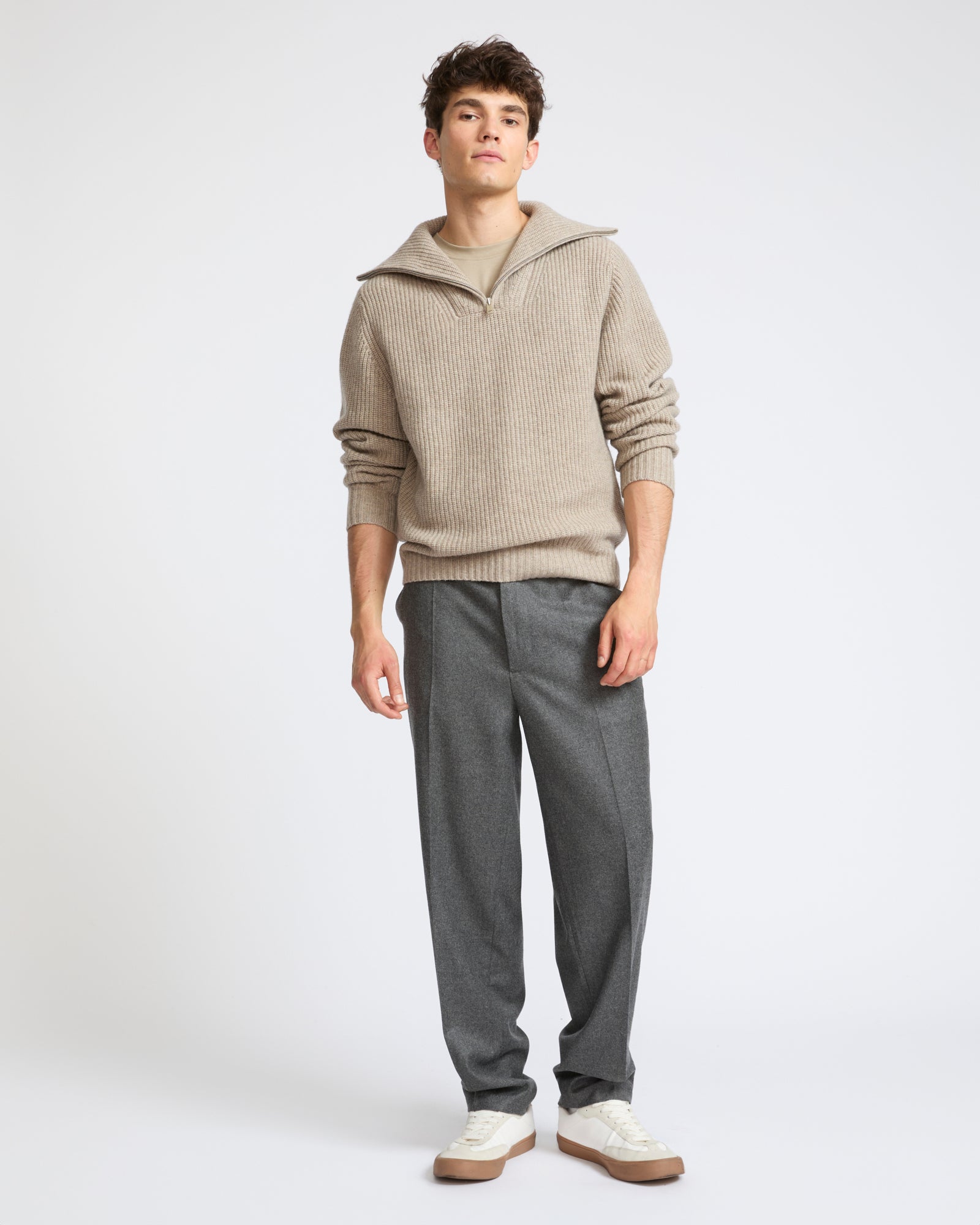 Zip-front cashmere wool trucker collar sweater - Yves Salomon - New Fall Winter Collection
