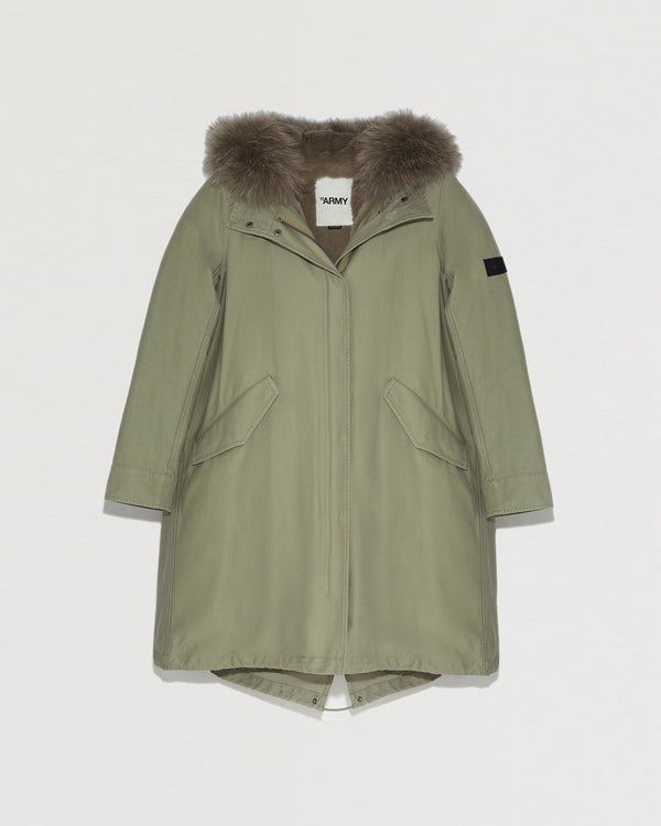 Long cotton parka with rabbit and fox fur-Yves Salomon-Winter sale & boxing day