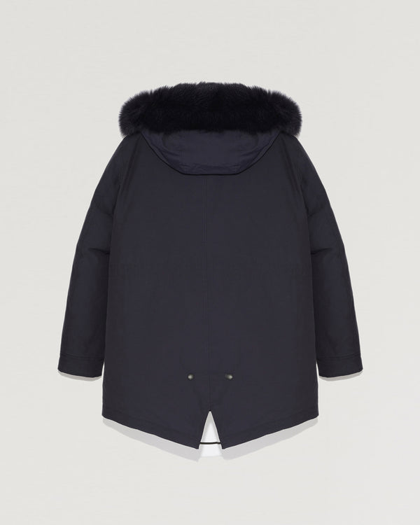 Short Hooded Parka with fox fur-Yves Salomon-Winter sale & boxing day