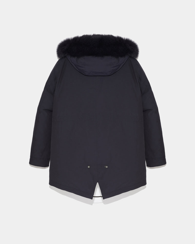 Short Hooded Parka with fox fur