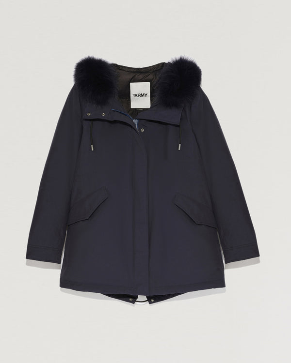 Short Hooded Parka with fox fur-Yves Salomon-Winter sale & boxing day