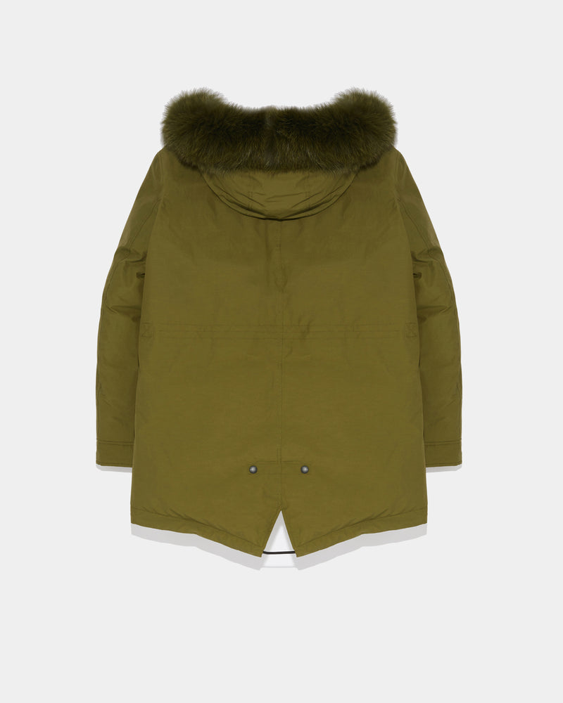 Short Hooded Parka with fox fur