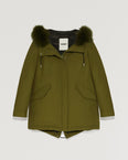 Short hooded parka with fox fur