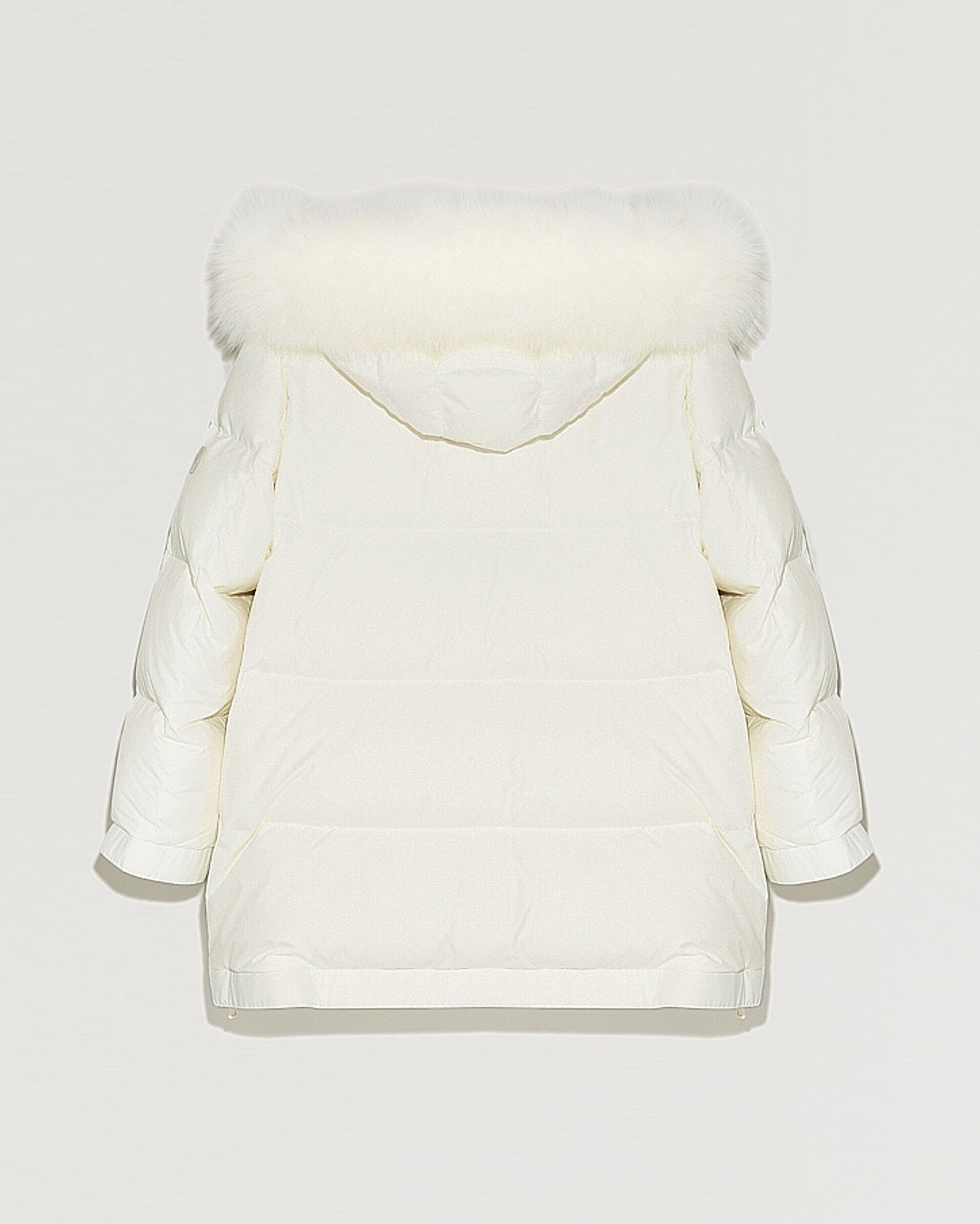 "A" line hooded down jacket with fox fur collar-Yves Salomon-Winter sale & boxing day