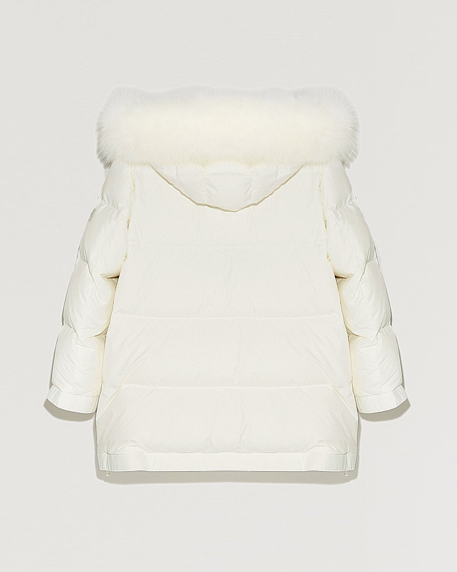 "A" line hooded down jacket with fox fur collar-Yves Salomon-Winter sale & boxing day