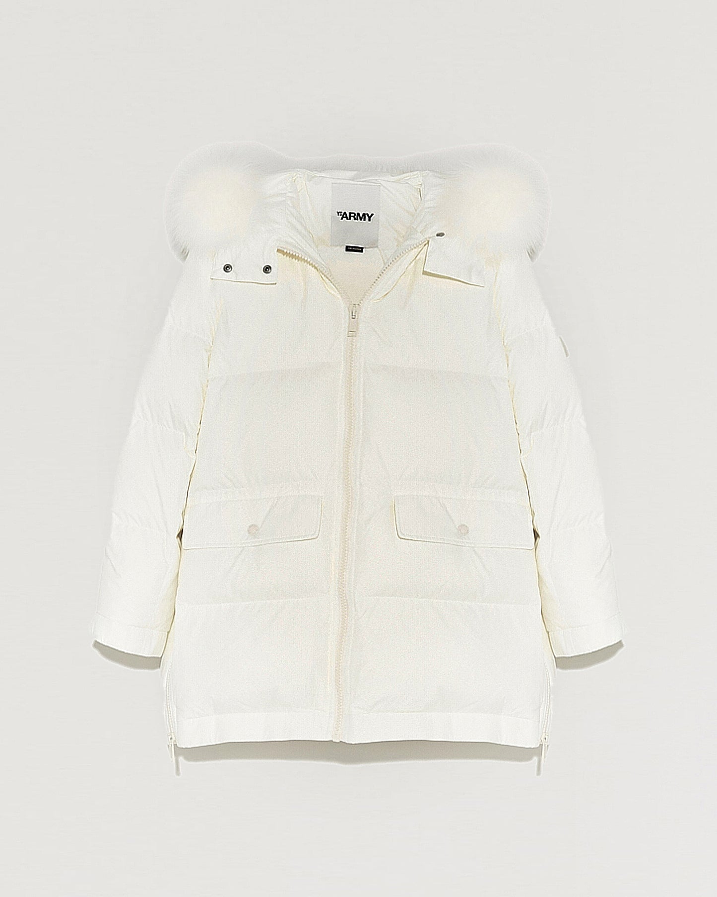 "A" line hooded down jacket with fox fur collar-Yves Salomon-Winter sale & boxing day