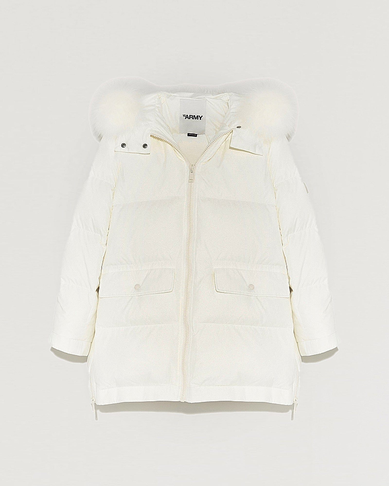 "A" line hooded down jacket with fox fur collar-Yves Salomon-Winter sale & boxing day