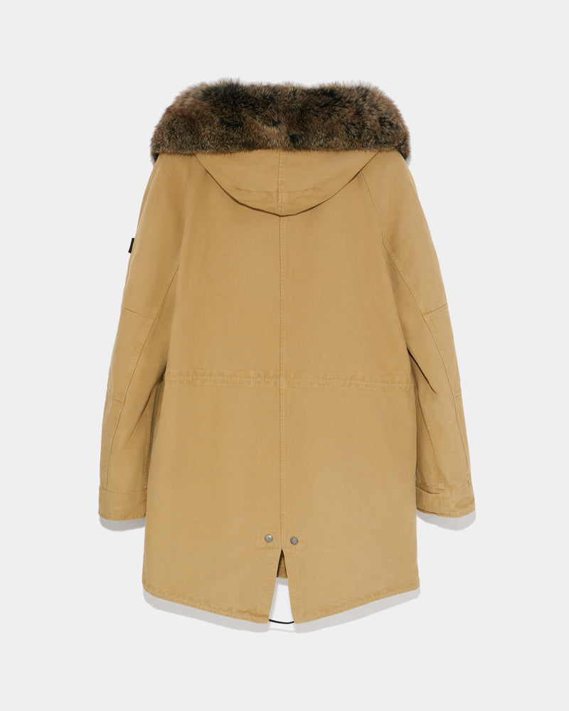 Hooded cotton parka with fox fur-Yves Salomon-Winter sale & boxing day