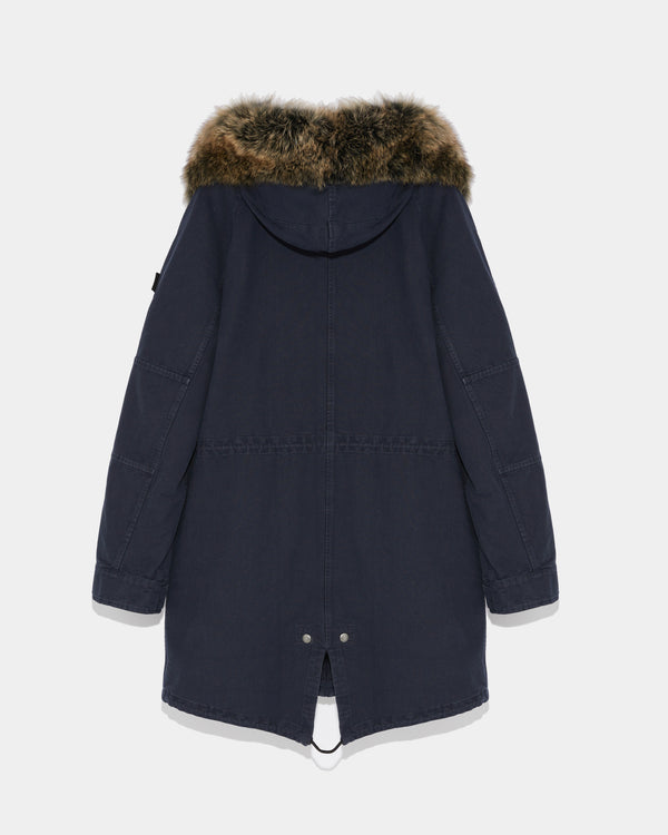 Hooded cotton parka with fox fur-Yves Salomon-Winter sale & boxing day