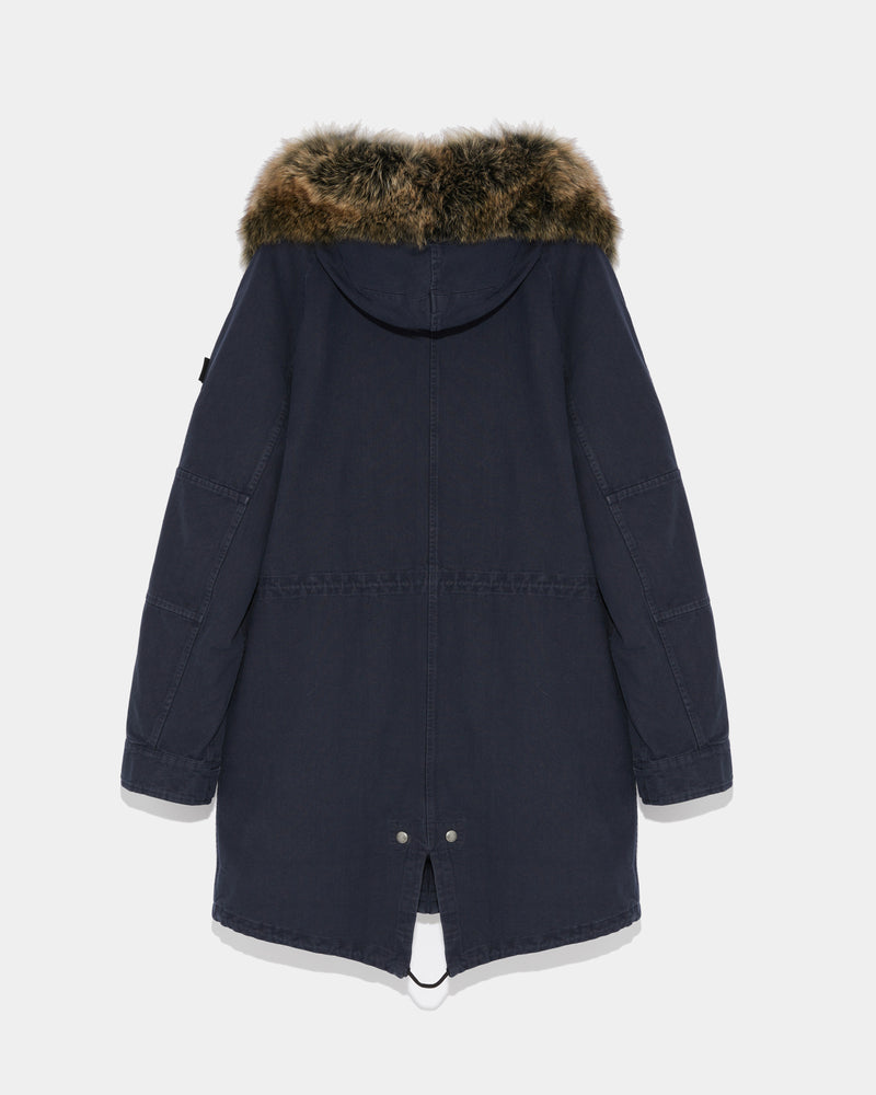 Hooded cotton parka with fox fur-Yves Salomon-Winter sale & boxing day
