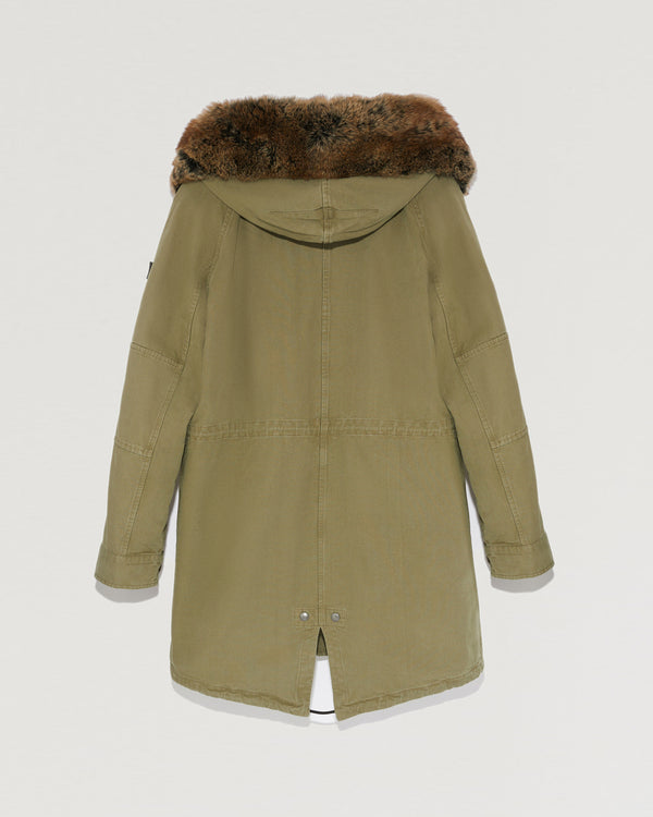 Hooded cotton parka with fox fur-Yves Salomon-Winter sale & boxing day