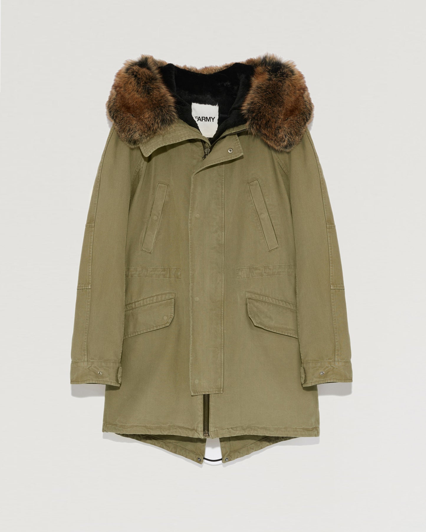 Hooded cotton parka with fox fur-Yves Salomon-Winter sale & boxing day