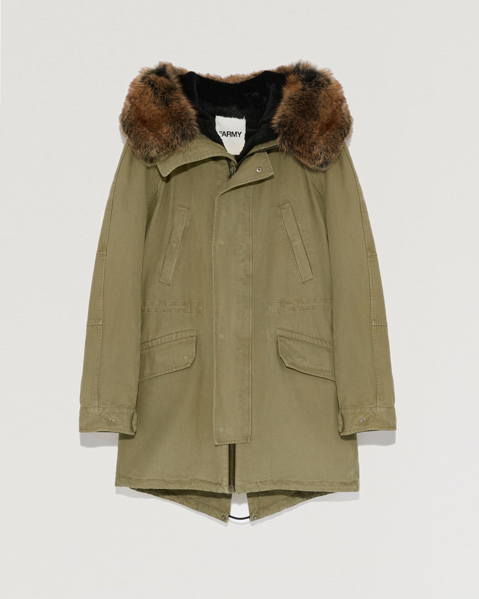 Hooded cotton parka with fox fur-Yves Salomon-Winter sale & boxing day