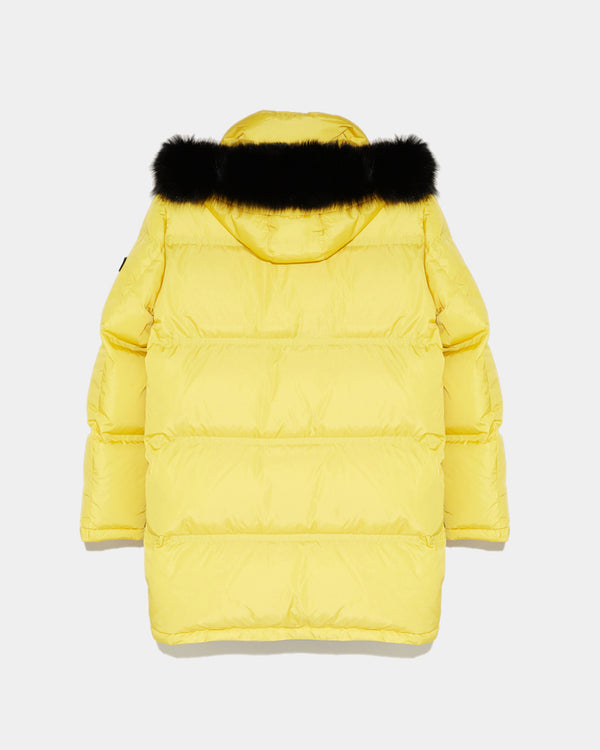 Long Hooded down jacket with fox fur-Yves Salomon-Winter sale & boxing day