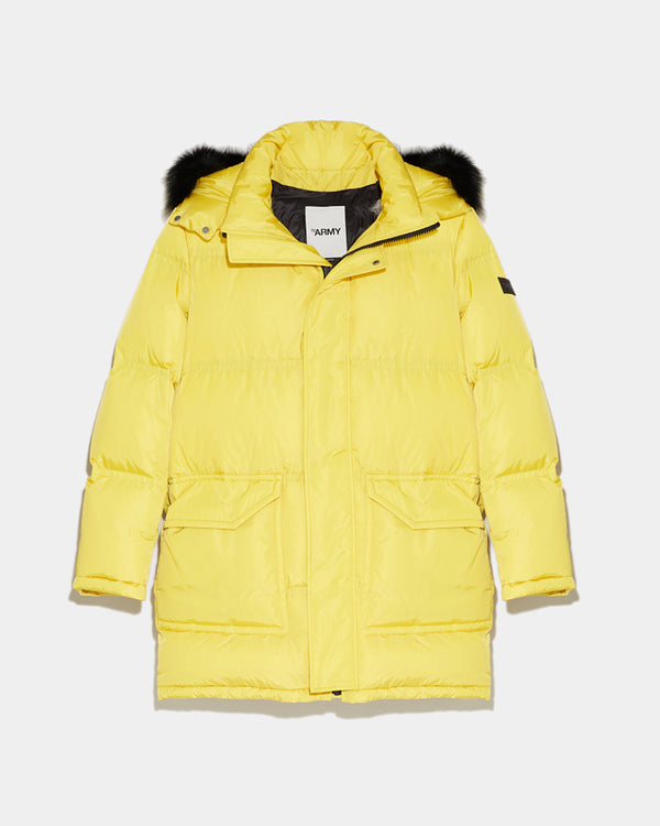 Long Hooded down jacket with fox fur-Yves Salomon-Winter sale & boxing day