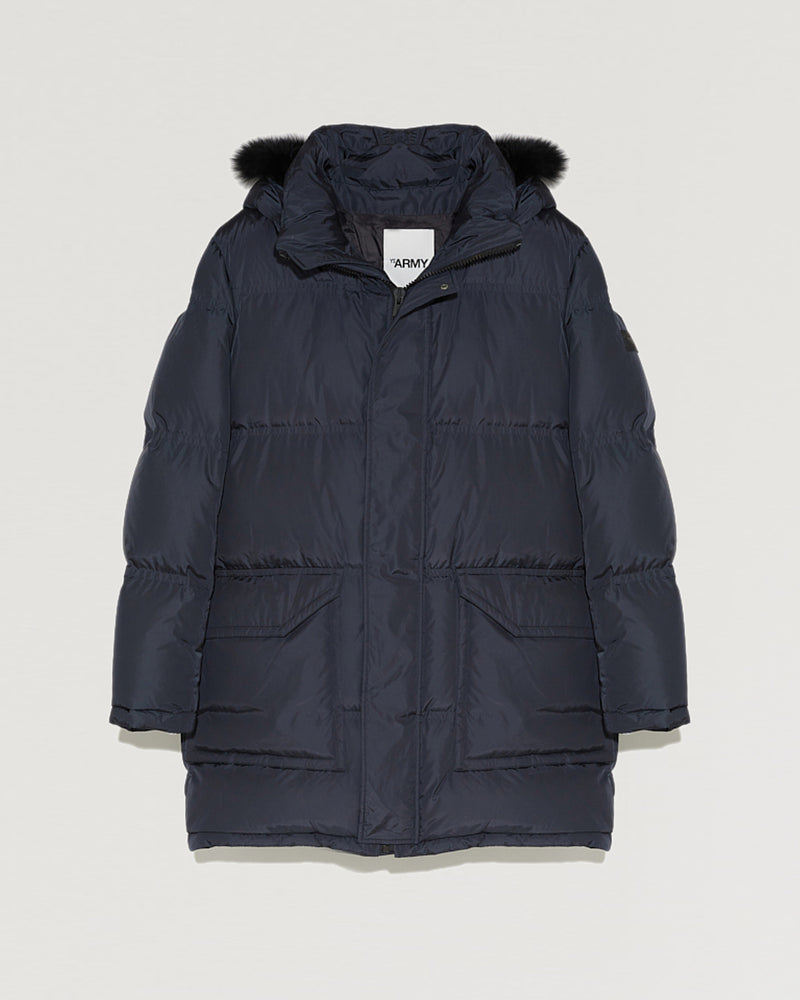 Long Hooded down jacket with fox fur-Yves Salomon-Winter sale & boxing day