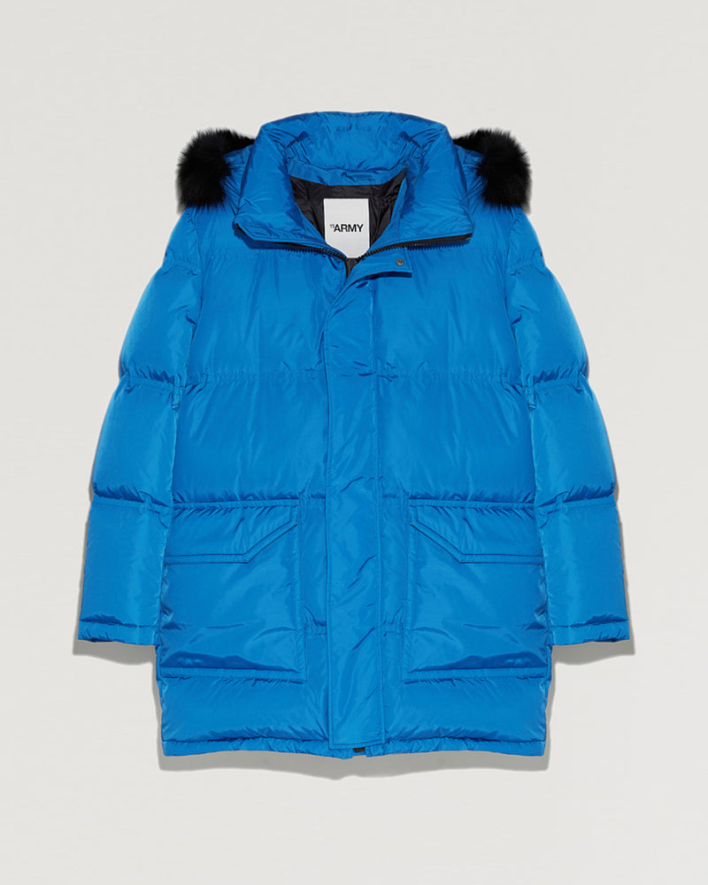 Long Hooded down jacket with fox fur-Yves Salomon-Winter sale & boxing day