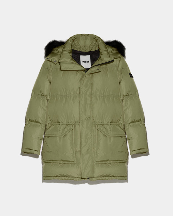 Long Hooded down jacket with fox fur-Yves Salomon-Winter sale & boxing day