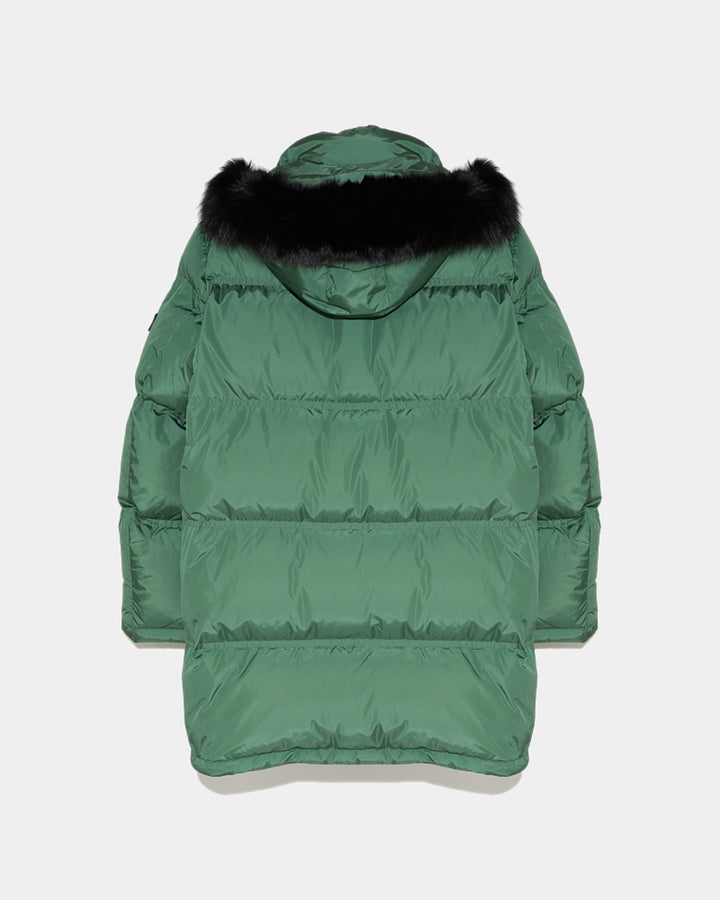 Black Friday 2025- Long Hooded down jacket with fox fur -Yves Salomon