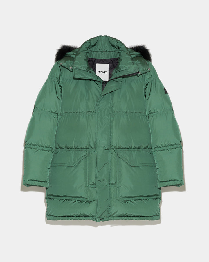 Black Friday 2025- Long Hooded down jacket with fox fur -Yves Salomon