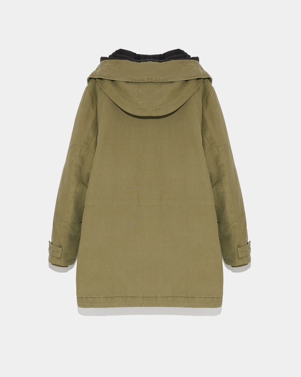 Long hooded cotton coat-Yves Salomon-Winter sale & boxing day
