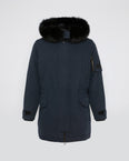 Short hooded parka with fox fur
