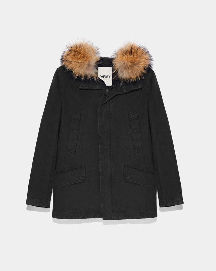 Black Friday 2025- Short Parka with raccoon trim