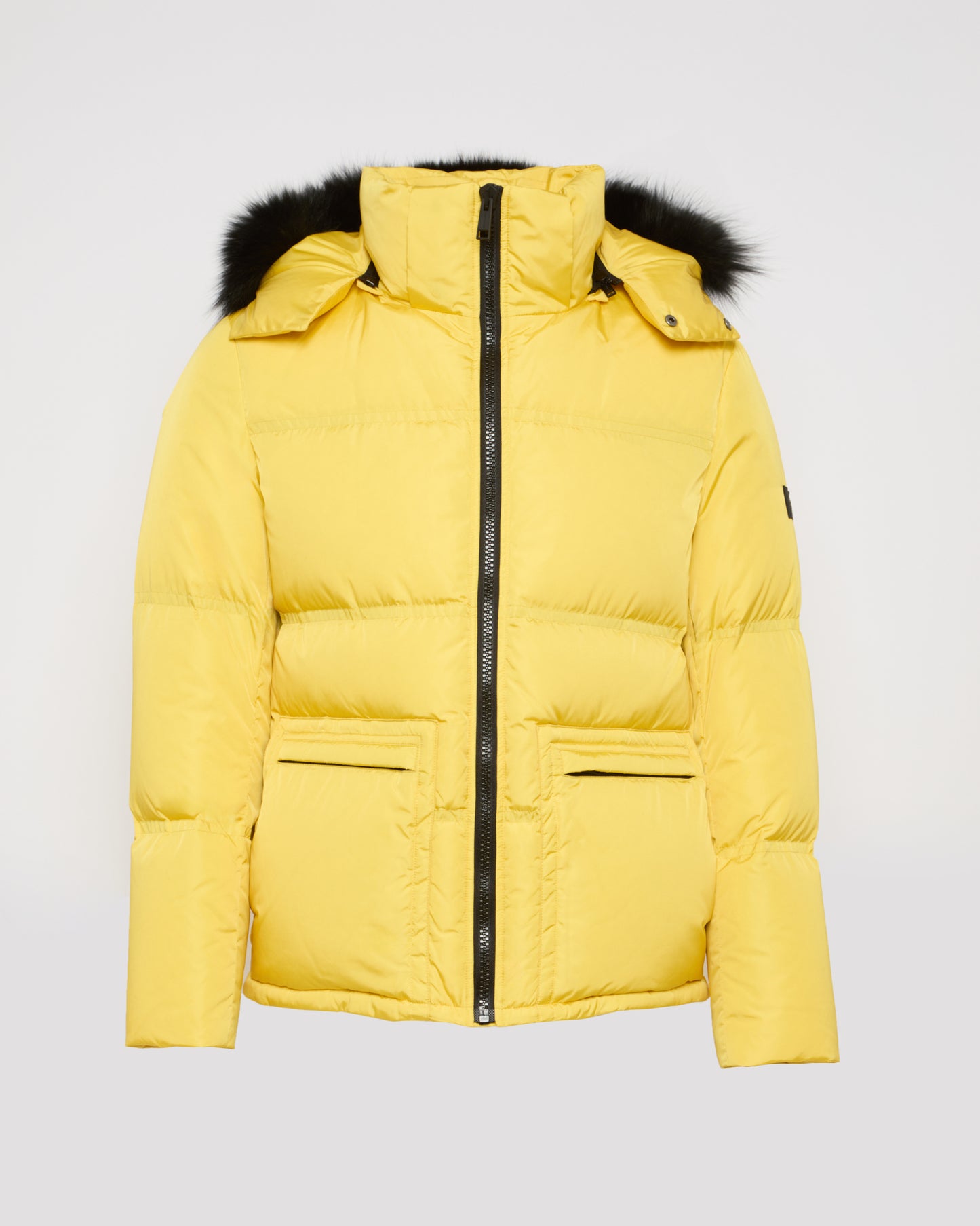 Black Friday 2025- Gabardine down jacket with hood and fox fur