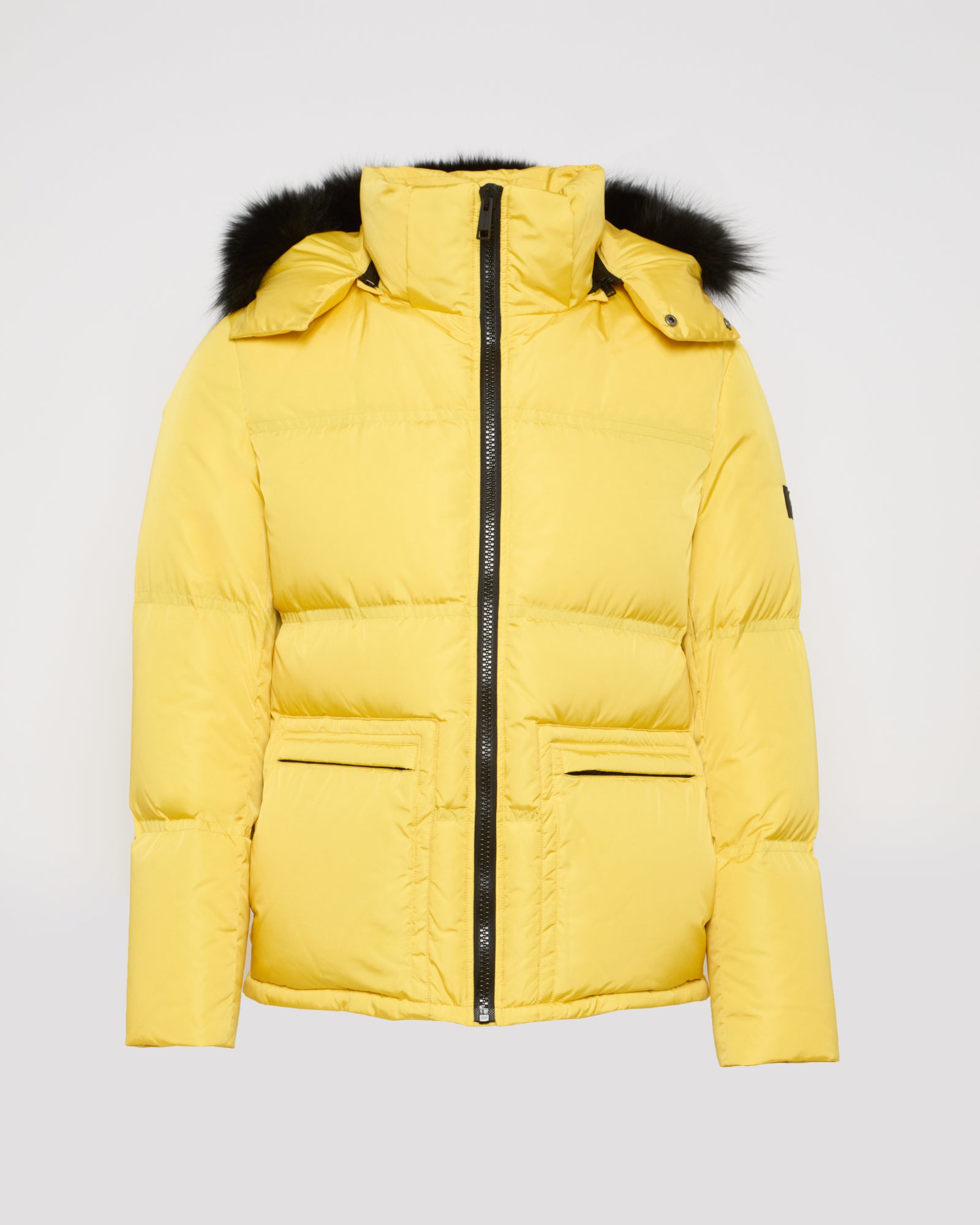 Black Friday 2025- Gabardine down jacket with hood and fox fur