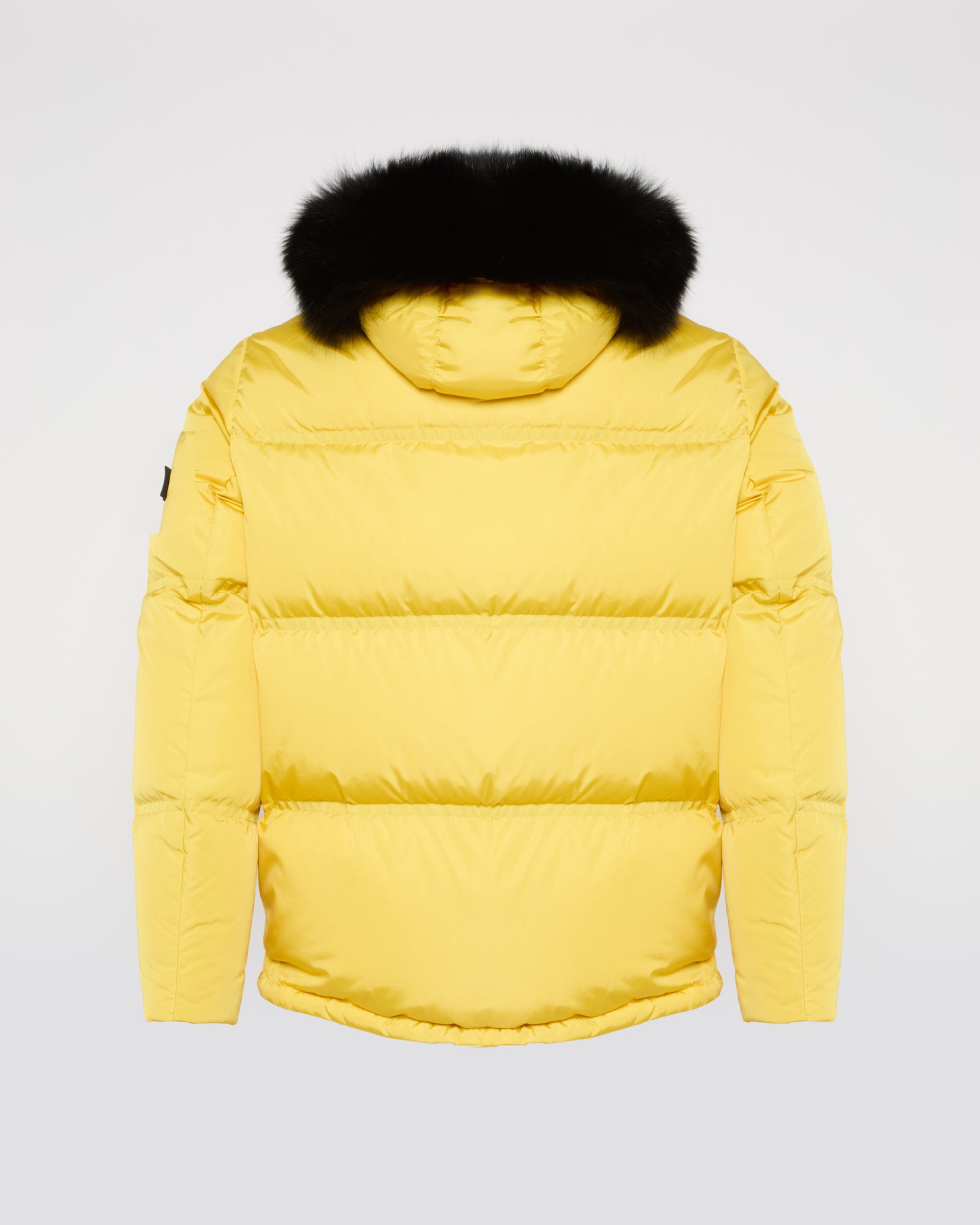 Black Friday 2025- Gabardine down jacket with hood and fox fur