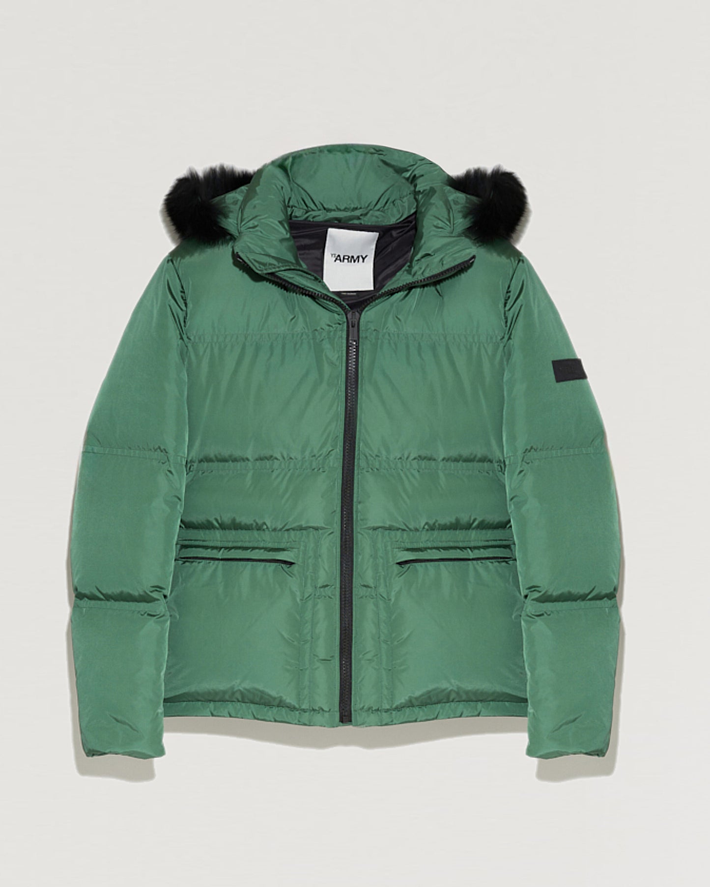 Black Friday 2025- Hooded down jacket in technical gabardine with fox fur-Yves Salomon-Winter sale & boxing day