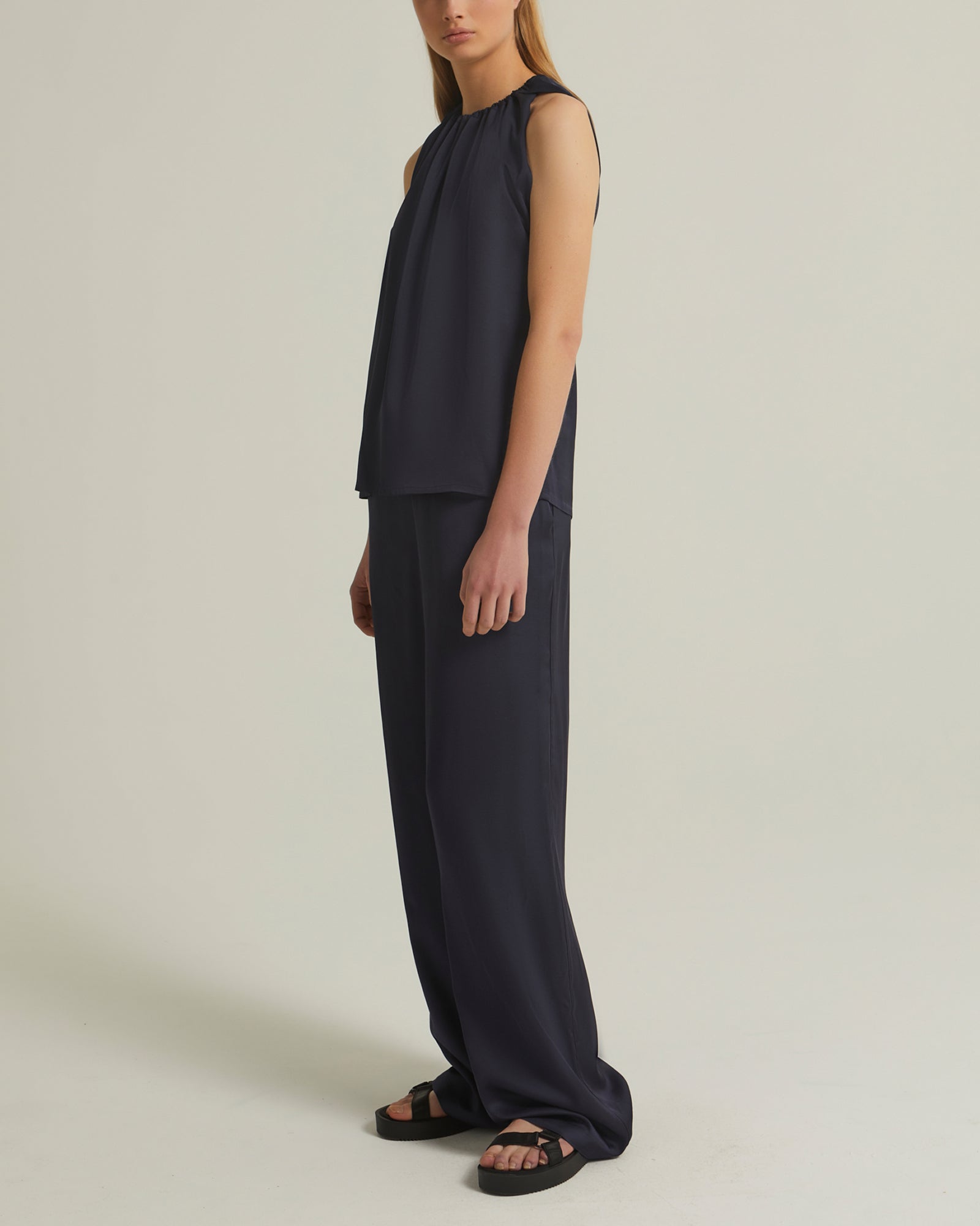 Straight trousers in silk satin blend -Yves Salomon