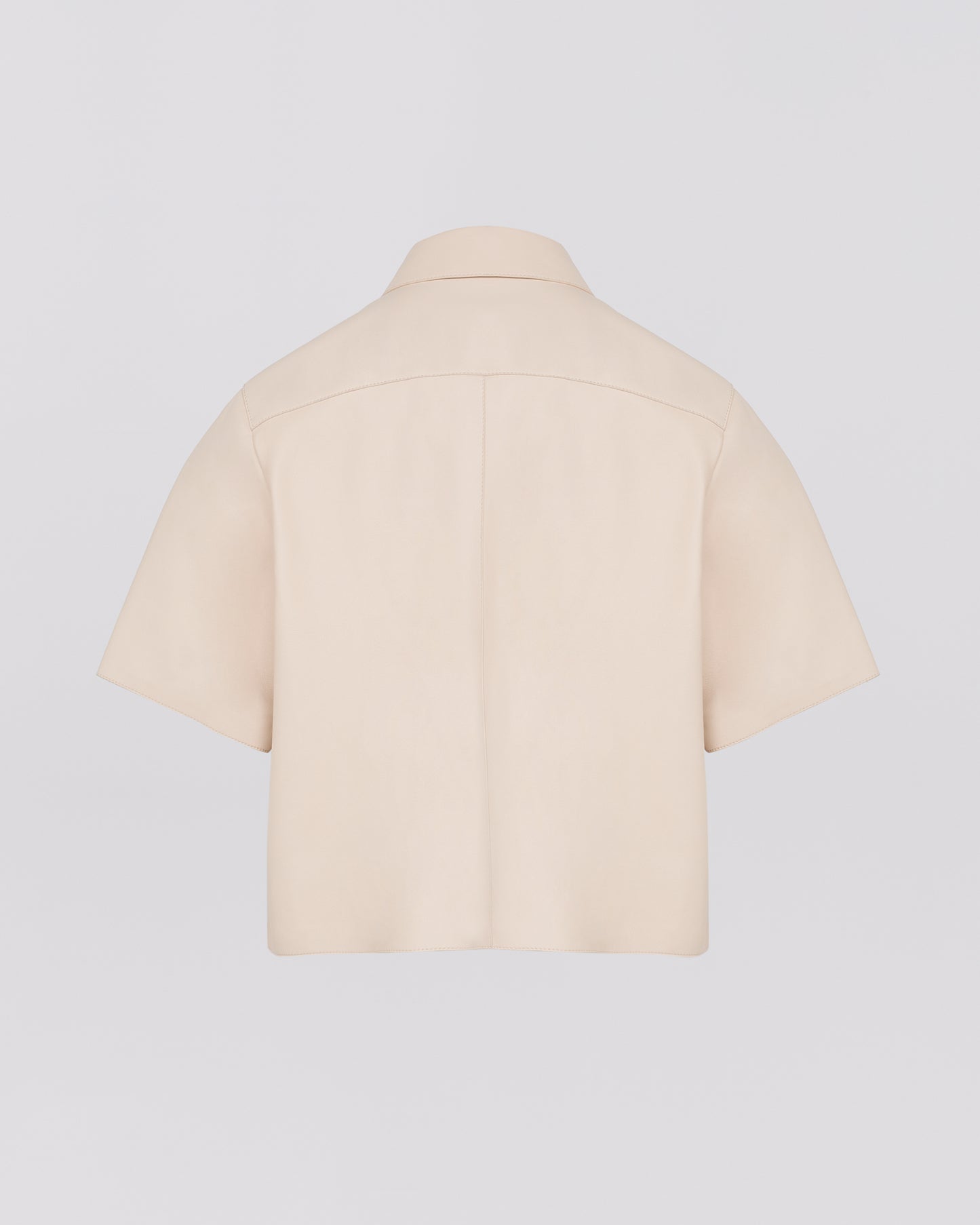 Cropped shirt with short sleeves in lamb leather