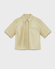 Cropped shirt with short sleeves in lamb leather