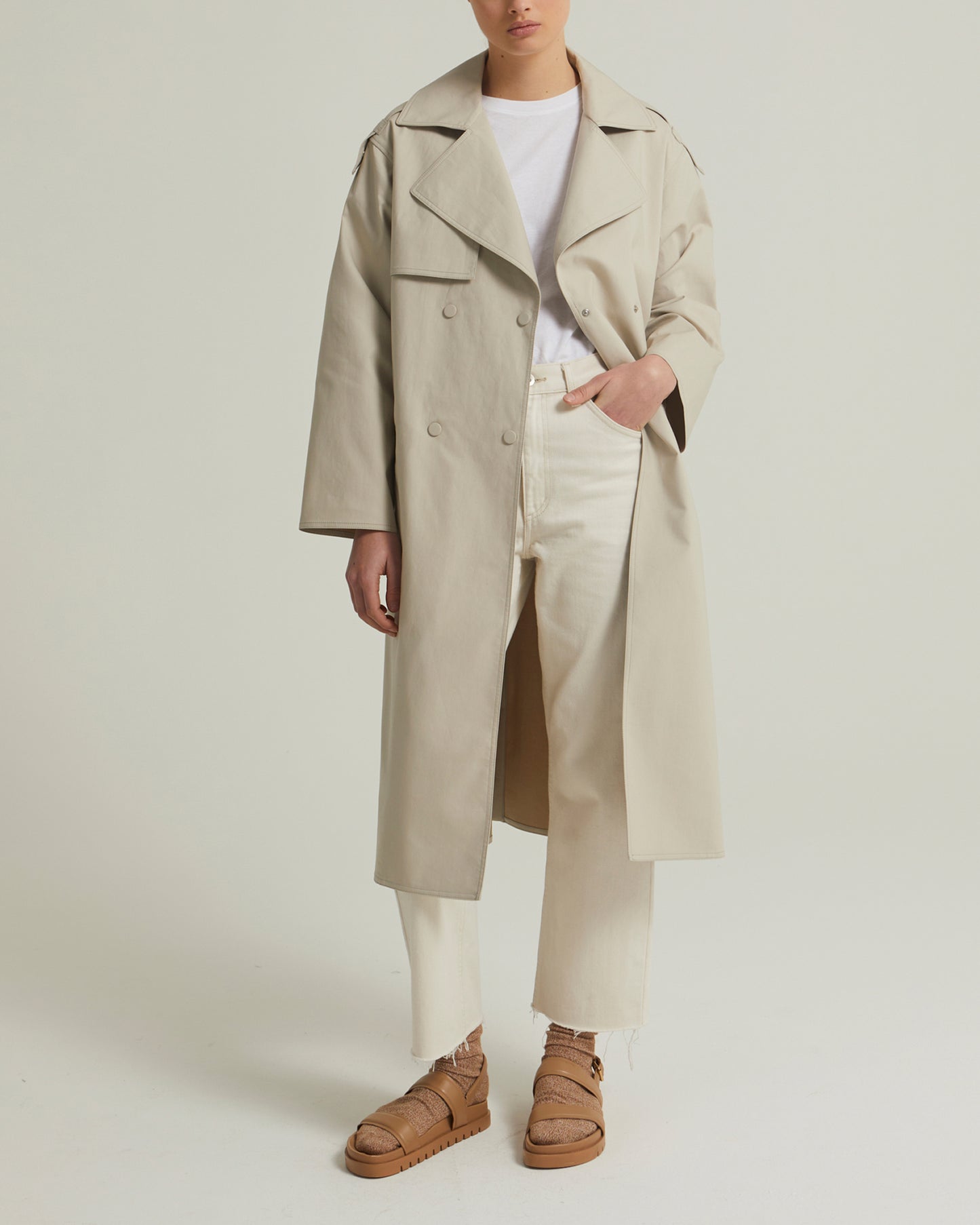 Oversized double-sided cotton trench coat