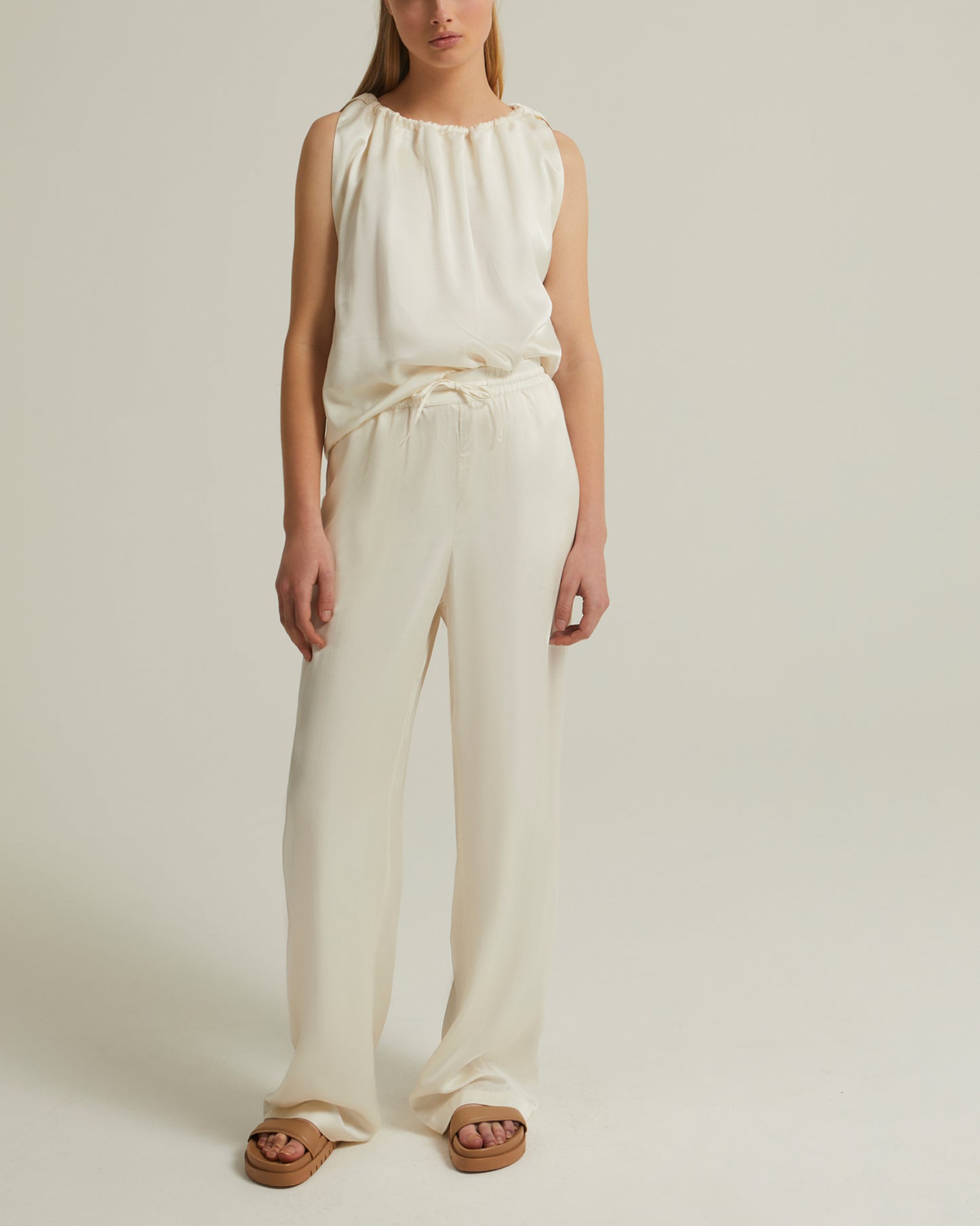 Straight trousers in silk satin blend -Yves Salomon