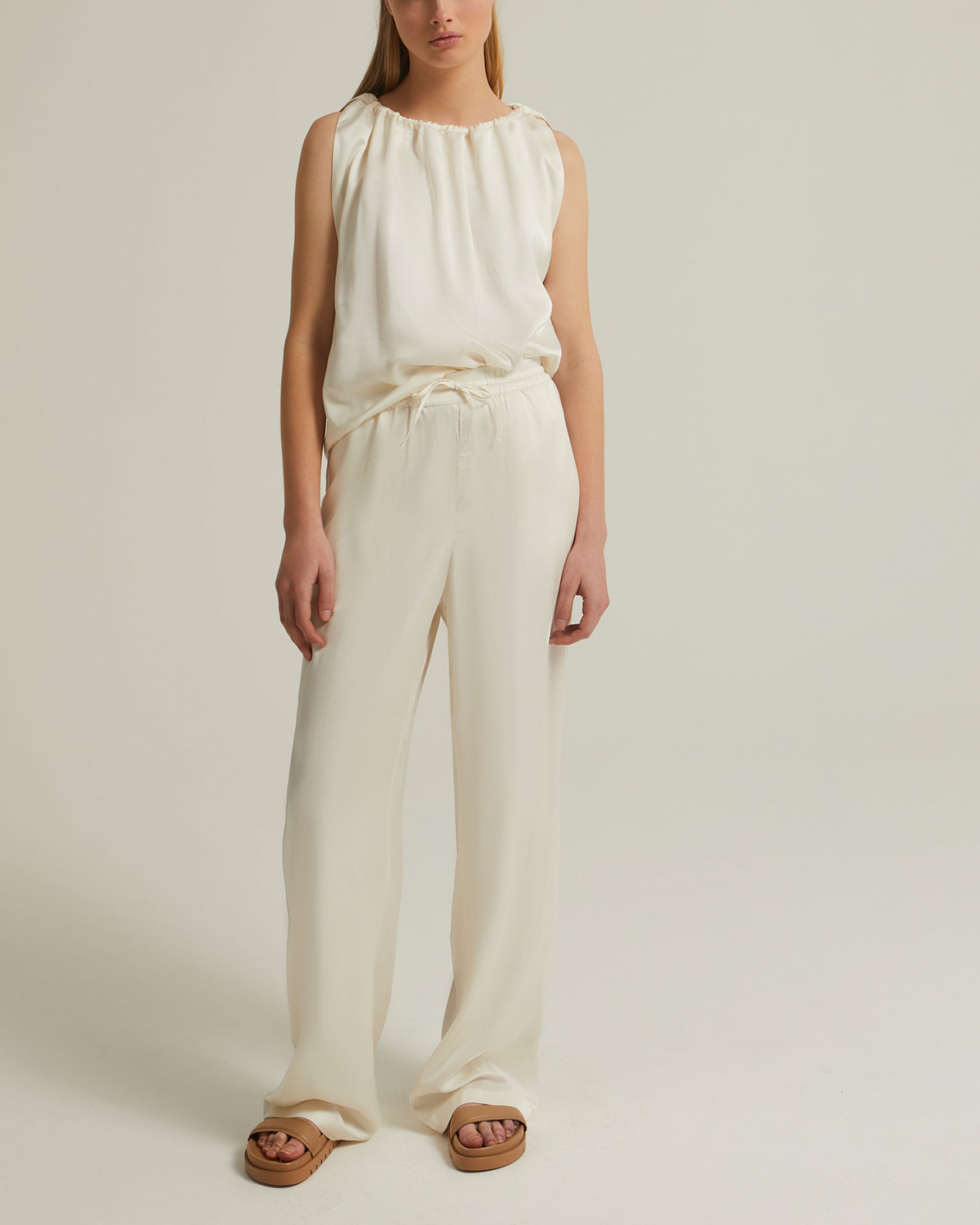 Straight trousers in silk satin blend -Yves Salomon