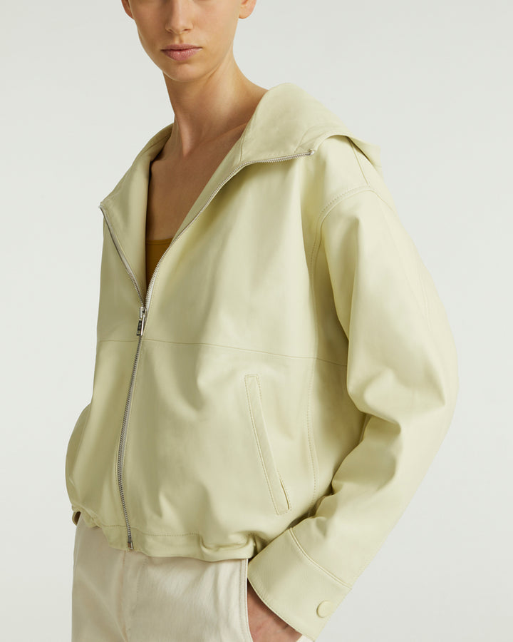 Hoodie jacket in lamb leather