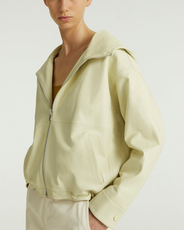 Hoodie jacket in lamb leather