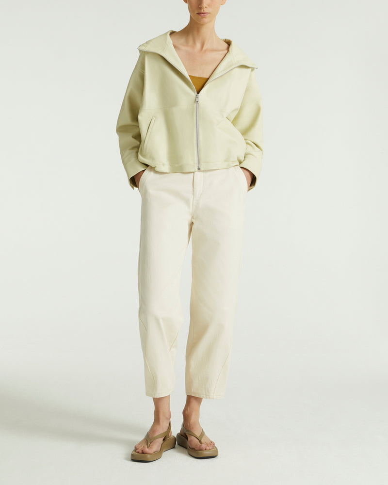 Hoodie jacket in lamb leather