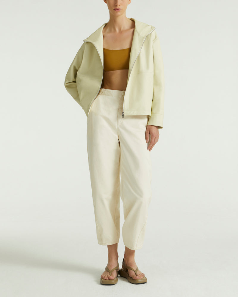 Hoodie jacket in lamb leather