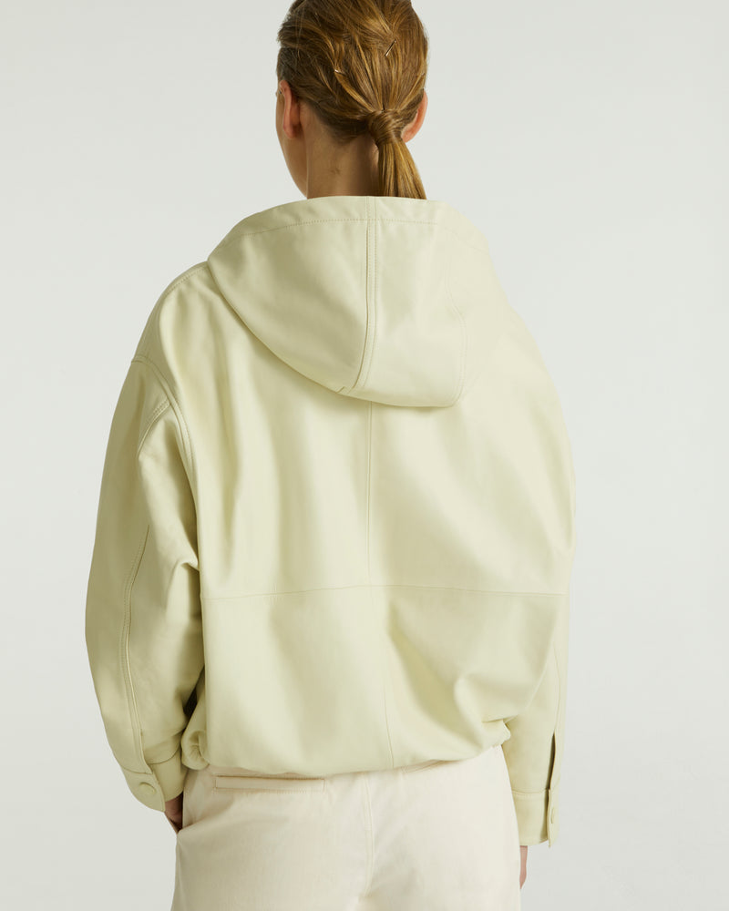 Hoodie jacket in lamb leather